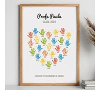 Transparent Gift Póster Manos Personalizado para Profesores. Lámina Decorativa con Nombres de Alumnos. Regalo Original Fin de Curso. Regalos Personalizados para Maestros y Maestras.