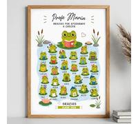 Transparent Gift Póster Ranitas Personalizado para Profesores. Lámina Infantil con Nombres de Alumnos. Regalos Originales Fin de Curso. Regalos Personalizados para Profesores y Profesoras.