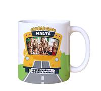 Transparent Gift Taza Personalizada Bus para Profesores. Regalos Originales Fin de Curso. Taza para Café o Desayuno. Regalos para Profesora y Profesor. Taza con Foto Grupo Clase.