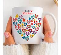 Transparent Gift Taza Personalizada con Corazones para Profes. Regalos Originales para Profesores y Profesoras. Taza para Café o Desayuno. Regalos para Mujer y Hombre. Regalo Profe Fin de Curso