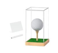 Transparent Golf Ball Holder Display - Acrylic Showcase Box with Wooden Base and tee | Dust-Proof Souvenir Ball Storage Case | Gift Idea for Golf Lovers, Family, Friends | Home, Office, Desk, Shelf