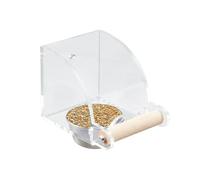 Transparent Indoor Bird, Feeder with Water, Food Bowl Supplies. Interactive Foraging Toy, Parrot Cockatiels, Finches, Lovebirds and Squirrels. Ideal Feeding Dish for Small Birds