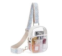 Transparent PVC Shoulder Bag, Clear Crossbody Bag, Clear Purses for Women Stadium Crossbody (White)