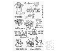 Transparent Rubber Stamp Seal With Cutting Dies DIY Hand Made Scrapbook Craft Collections Unique Tortoise Rabbit Vase Pattern Shape For Paper Crafts Photo Album Decoration TPR