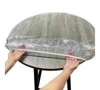 Transparent Table Protector, PVC Round Table Cover, Oil-Resistant Scratch-Resistant Shield with Elastic Strap for Indoor, Garden, Kitchen, Cafe, Workshop, Desk Use, 1 Piece