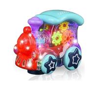 Transparent toy train for children, 1 piece, colorful moving gears, music and led effects 2025
