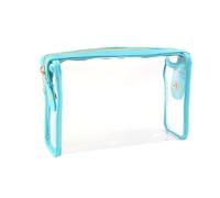 Transparent Wash Makeup Bag Travel PVC Waterproof Cosmetic Pouch Organizer Gift(Light Blue)