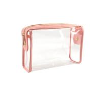 Transparent Wash Makeup Bag Travel PVC Waterproof Cosmetic Pouch Organizer Gift(Pink)