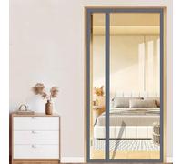 Transparente EVA Apertura Lateral Invierno Cortina Aislante para Puerta, Cubierta Magnética Térmica, Cortina de aire Acondicionado Cocina, Borde Gris (200×220cm)