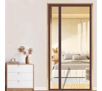 Transparente EVA Apertura Lateral Invierno Cortina Aislante para Puerta, Cubierta Magnética Térmica, Cortina de aire Acondicionado Cocina, Borde Marrón (85×190cm)