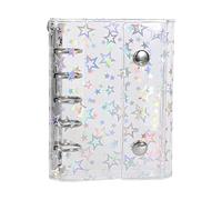 transparente para carpeta, organizador estético de artículos de papelería de PVC, bonito patrón de estrellas, carpeta transparente para cuadernos, álbum coleccionista de calcomanías de papel