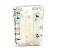 transparente para cuadernos de hojas sueltas de 7,5 pulgadas | Pvc Budget Notebook Casing Heart Pattern | Proyecto Plan Cover Double Closure Replaceable Case. Pvc Metal.