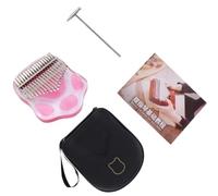 Transparente Piano de Pulgar Rosa de Acrílico, 17 Tonos | Diseño Decorativo de Pata de Gato, Ligero y Portátil, Bolsa de Almacenamiento, para Práctica en Mesa