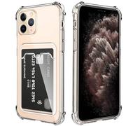 Transparente Silicona Funda para iPhone 11 Pro MAX con Tarjetero Cuatro Esquinas Anti-Caídas TPU de Cartera para Porta Tarjetas Carcasa Airbag Anti Arañazos Case