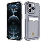 Transparente Silicona Funda para iPhone 12 Pro con Tarjetero Cuatro Esquinas Anti-Caídas TPU de Cartera para Porta Tarjetas Carcasa Airbag Anti Arañazos Case
