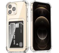 Transparente Silicona Funda para iPhone 12 Pro MAX con Tarjetero Cuatro Esquinas Anti-Caídas TPU de Cartera para Porta Tarjetas Carcasa Airbag Anti Arañazos Case