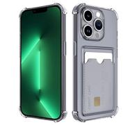 Transparente Silicona Funda para iPhone 13 Pro MAX con Tarjetero Cuatro Esquinas Anti-Caídas TPU de Cartera para Porta Tarjetas Carcasa Airbag Anti Arañazos Case