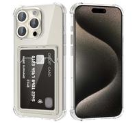 Transparente Silicona Funda para iPhone 15 Pro MAX con Tarjetero Cuatro Esquinas Anti-Caídas TPU de Cartera para Porta Tarjetas Carcasa Airbag Anti Arañazos Case