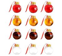 Transparentes y rellenables para Manualidades, 12 Bolas Colgantes Transparentes con Tapa, para árbol de Navidad | Transparentes y rellenables para reuniones Familiares, Bodas