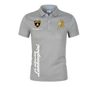 Transpirable Camiseta Po.lo Shirt L-äm.bör. ghi, Cómodo Po.lo Manga Corta de Tenis, Ropa de Trabajo Verano para Ocio al Aire Libre(Grey,XXL)