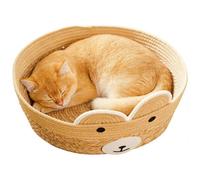 Transpirable Cat House, Weaving Scratch Resistant Shelter, 15 x 15 pulgadas Pet Bed with Airflow Panels, Rattan Fiber Den, Kitten with Woven Style, Indoor Nook for Garden Yard