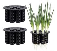 Transpirable de 7 agujeros sin suelo para el hogar jardín hierbas cebollas verdes flores reutilizable PP Pot humedad media negro (negro)