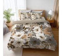 Transpirable Estampado Beige Acuarela Juego de Cama Minimalista Abstracto Floral Fácil de Mantener Microfibra para Adolescente Duvet Cover 135 x 200 cm