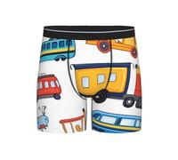 Transport Car - Calzoncillos tipo bóxer de pierna larga para hombre, transpirables, elásticos, con dibujos animados, para hombre, ropa interior cómoda, color negro