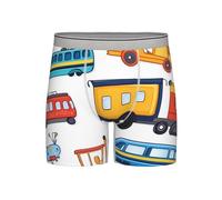 Transport Car - Calzoncillos tipo bóxer de pierna larga para hombre, transpirables, elásticos, de dibujos animados, calzoncillos tipo bóxer para hombre, ropa interior cómoda, gris, XL