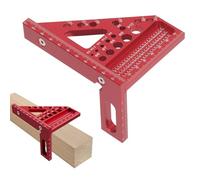 Transportador cuadrado de aleación de aluminio para carpintería, multiángulo, herramienta de medición, espaciado entre agujeros de 1/16 pulgadas para ingenieros, carpinteros (rojo)