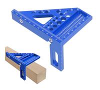 Transportador cuadrado de aleación de aluminio para carpintería, multiángulo, herramienta de medición, espaciado entre agujeros de 1/16 pulgadas para ingenieros, carpinteros (azul)