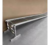 Transportador de acero inoxidable de altura ajustable para manejo de carga de almacén, rodillos resistentes para troncos, cajas de cartón y carpintería, 30 cm de ancho, diseño plateado