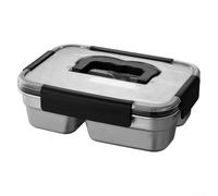 Transportador de alimentos de 1800 ml con construcción de doble pared de acero inoxidable que proporciona estabilidad térmica para comidas sin condensación externa (negro)