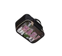 Transportador de almacenamiento multifuncional de gran capacidad con letras impresas, diseño visible para cosméticos, necesidades de viaje y organización del hogar, bolsa de aseo transparente para