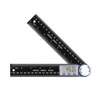 Transportador de escala digital 2 en 1 de 200 mm y regla de ángulo con construcción de fibra de vidrio de alta resistencia, pantalla LCD para mediciones precisas de carpintería, blanco y negro (azul y