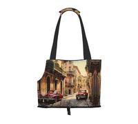 Transportador de gato italiano con estampado callejero, transportador de viaje para gatos, perros, cachorros, cómodo, portátil, plegable, bolsa para mascotas