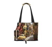 Transportador de gato italiano con estampado callejero, transportador de viaje para gatos, perros, cachorros, cómodo, portátil, plegable, bolsa para mascotas