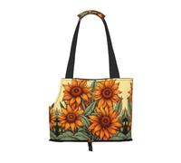 Transportador de gatos con estampado de flores retro de girasoles de primavera, transportador de viaje para mascotas, para gatos, perros, cachorros, cómodo, portátil, plegable, bolsa para mascotas