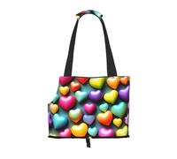 Transportador de perros con estampado de corazones arcoíris coloridos para perros pequeños, gatos, bolso antisaltos para perros con bolsillos grandes, viajes al aire libre