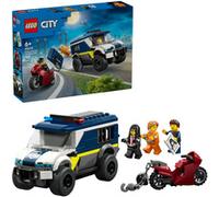 LEGO City Furgoneta de Transporte Penitenciario de Policía de Juguete - Maqueta de Camión con Moto, 3 Minifiguras y Puerta de Celda Extraíble - Regalo de Cumpleaños para Niños de 6+ Años 60479