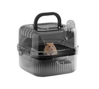 Transportador de viaje para hámster, hábitat de doble capa, funda sintética con agujeros de ventilación, accesorio de villa para mascotas con función de bloqueo seguro, ayuda para viajes por carretera