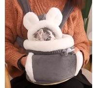 Transportador de viaje para mascotas, transportador plegable para perros, cama suave para gatos y acogedora mochila frontal, cueva ajustable para mascotas con bonito diseño de doble bolsillo, cómoda