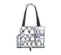Transportador de viaje plegable de lados suaves para gatos medianos y cachorros, para metro, compras, senderismo, muchos lindos pingüinos bebés