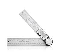 Transportador digital de 360°, medición de longitud 200 mm con sistema Mm/pulgadas y pantalla LCD, herramienta de construcción y trabajo de madera de acero inoxidable, escuadra falsa para ángulos