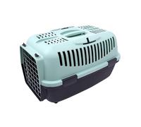 Transportador Mascotas Viaje Transportadora Gato Perro Pequeño Caja Rígido de Plástico con Asa Plegable (Verde, 46.5x32x32cm)
