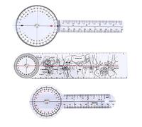 Transportador Médico 3 Pcs, Regla Espinal con Goniómetro 6/8 / 10 Pulgadas, Medidor de Ángulo 360 Grados - Plástico Transparente, Precisión en Movimiento Articular
