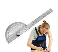 Transportador para carpintería, Medidor de ángulo de acero inoxidable de 180 grados, Herramienta de medición de ángulo para dibujo, carpintería, matemáticas geométricas