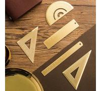 Transportador y regla triangular de latón mini herramienta de medición para cartografía con escala de conversión métrica clara e inglesa para dibujo y estudio (D)