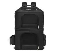 Transportadora Gato, Transportin Gato Mochila Desmontable con Gran Ventilación para Viajar, Senderismo, Acampar (Negro)