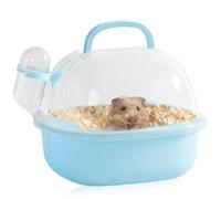 Transportbox Hamster con botella de agua, 20 x 18 x 19 cm, portátil, para animales pequeños, jaula de transporte con ranuras de ventilación, caja de viaje, jaula de transporte para jerbos, ratones